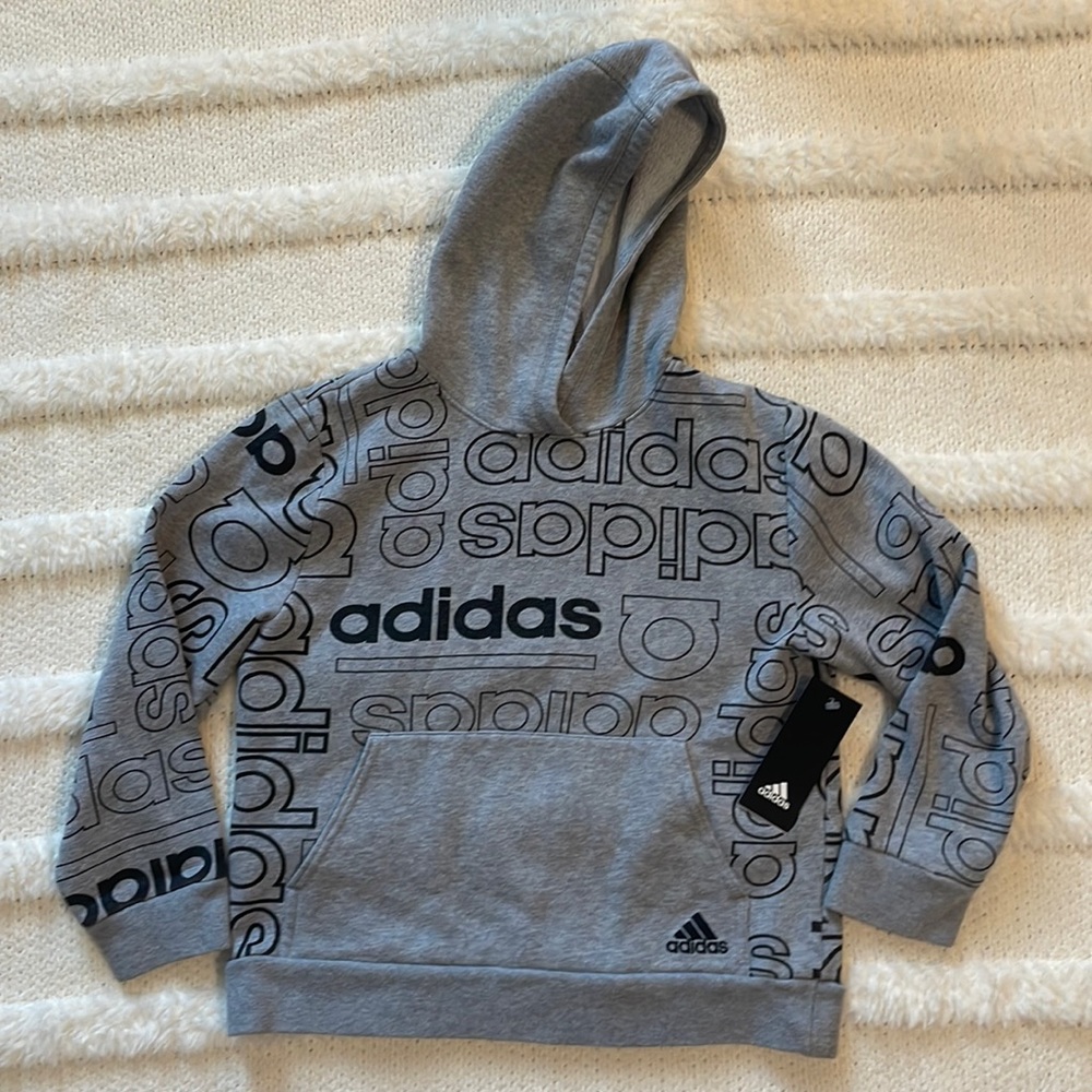 Adidas gray hoodie boys boys size 10 12 M